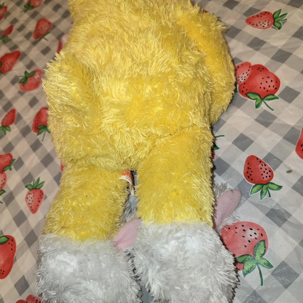EASTER DUCK HOLDING RABBIT W/RABBIT SLIPPER SUPER FLUFFY SOFT BRIGHT BY PCB